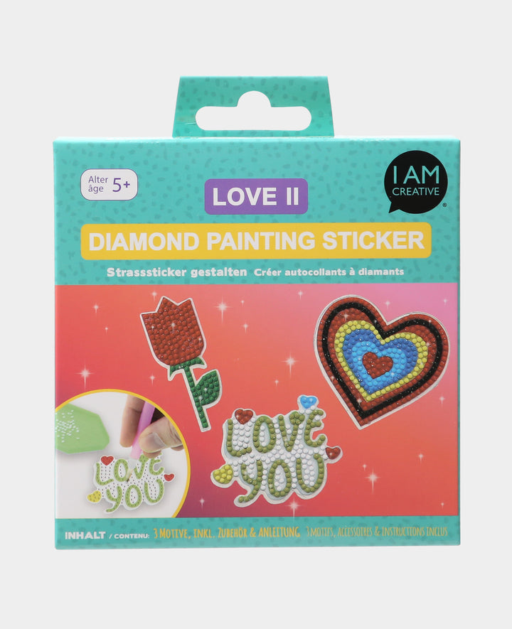 Diamond Painting Sticker Love, "Love you" Schriftzug, inkl.  Zubehör &amp;  Anleitung