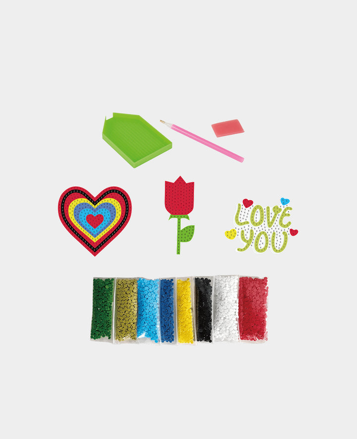 Diamond Painting Sticker Love, "Love you" Schriftzug, inkl.  Zubehör &amp;  Anleitung