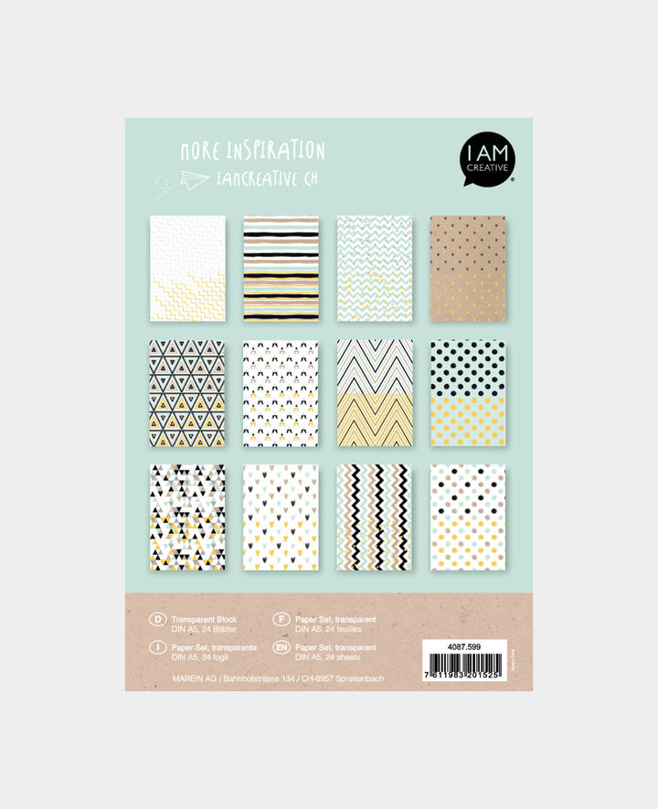 Translucent paper printed, A5, 24 pcs.
