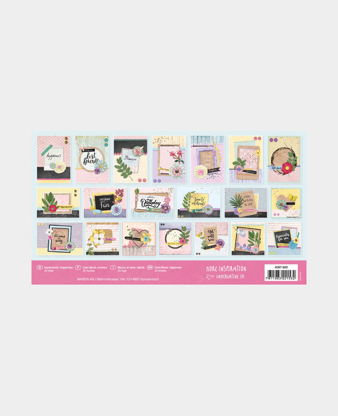 Card Block Happiness, 24.7 x 14 cm, 20 pcs.