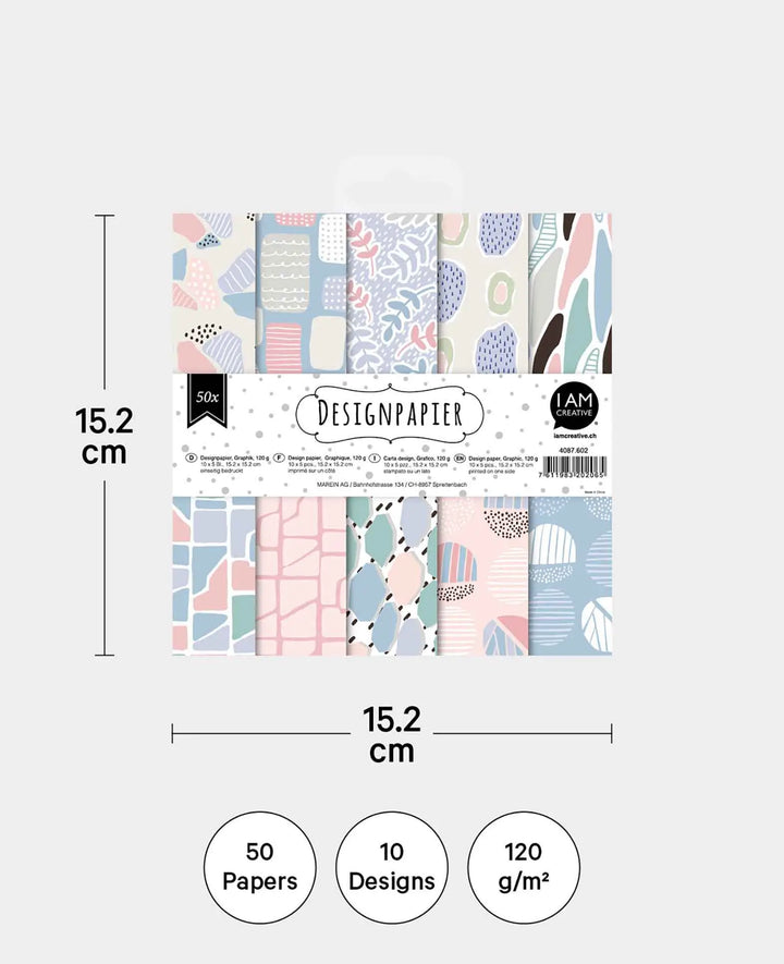 Design Papier Set Graphik, Papierblock, 15.2 x 15.2 cm, 120 g/m², 50 Blätter