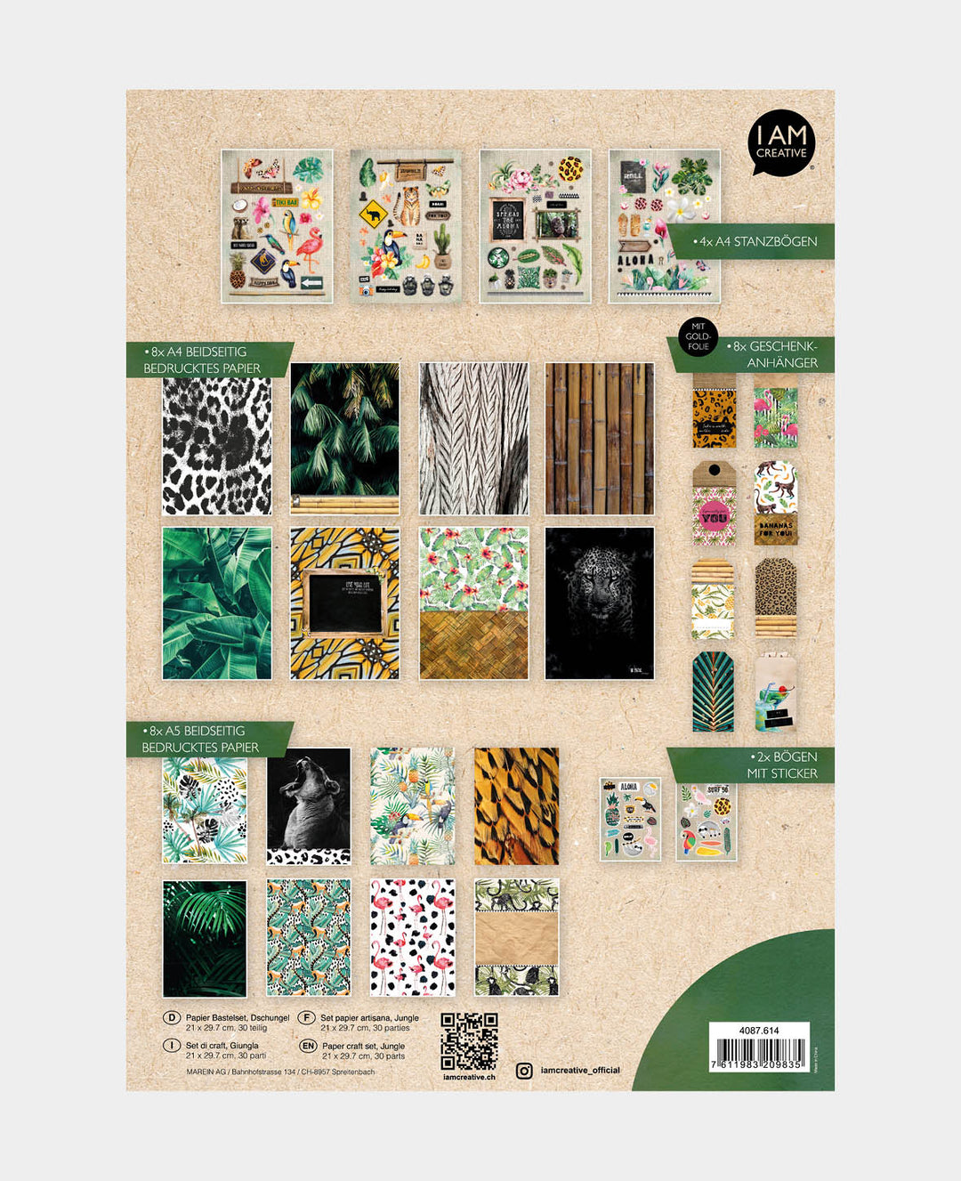 Paper Craft Set Jungle, A4 &amp; A5, 30 pcs.
