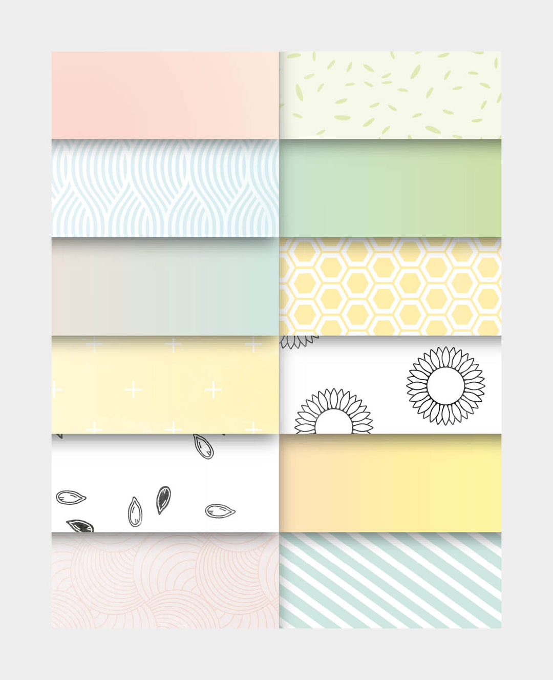 Set de papier design soft, bloc de papier avec feuilles imprimées recto en 12 motifs différents, A6, 10,5 x 14,8 cm, 170 g/m², 36 feuilles