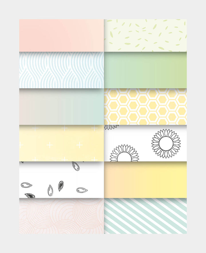 Set de papier design soft, bloc de papier avec feuilles imprimées recto en 12 motifs différents, A6, 10,5 x 14,8 cm, 170 g/m², 36 feuilles