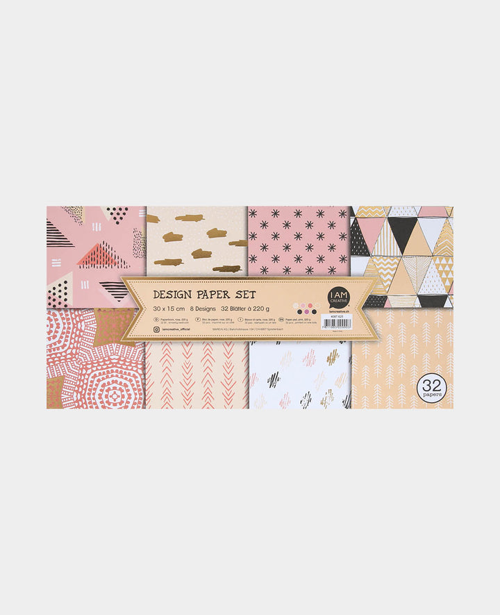 Designer Paper Set pink, 30 x 15 cm, 220 gsm, 32 sheets