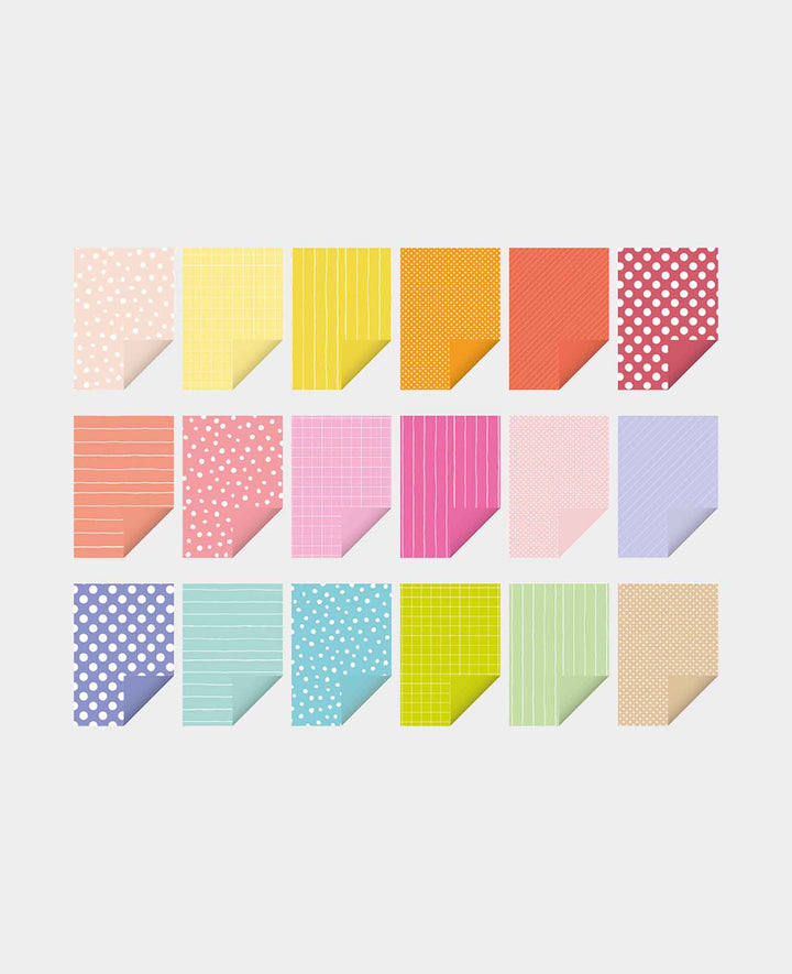 Design Papier Set süss, Papierblock mit beidseitig bedruckten Papierbögen in 18 verschiedenen Designs, A5, 14.8 x 21 cm, 170 g/m², 36 Blätter