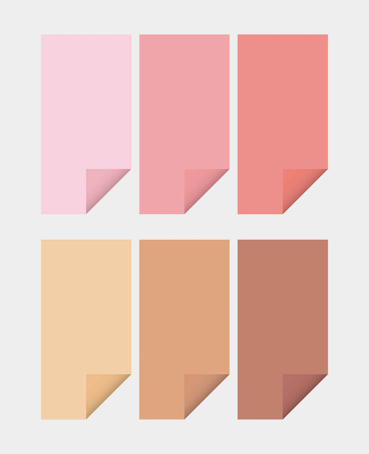 Peach paper pad, with double-sided printed paper sheets in 12 different colors, 15 x 30 cm, 250 gsm, 24 sheets