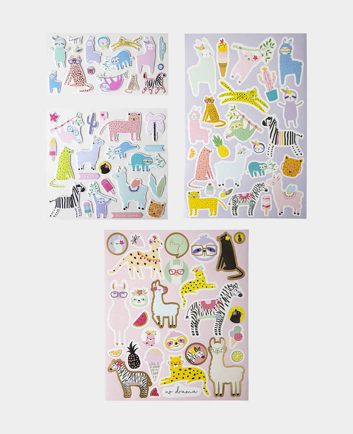 Sticker-Set Go Wild, 4 Bögen, Puffy &amp; Shiny