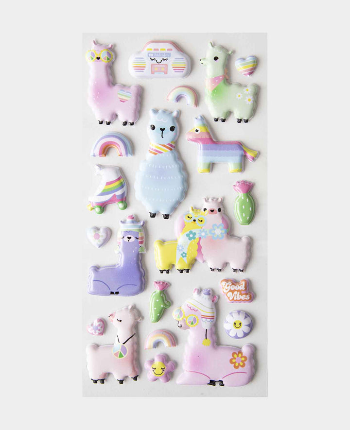 Sticker Puffy Alpaka, 9 x 21 cm, 1 Bogen