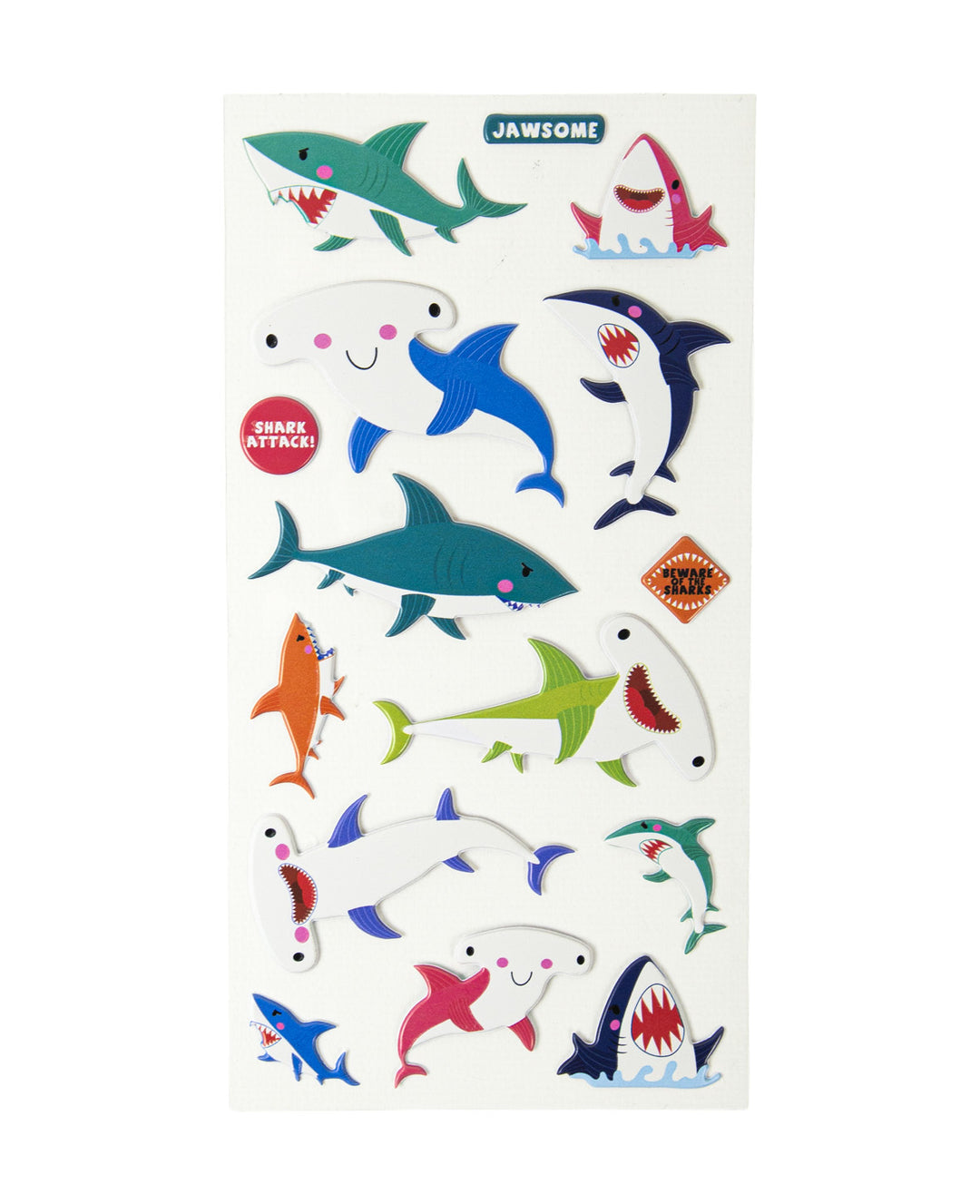 Puffy-Sticker Haie, Glow in the Dark, Stickerbogen