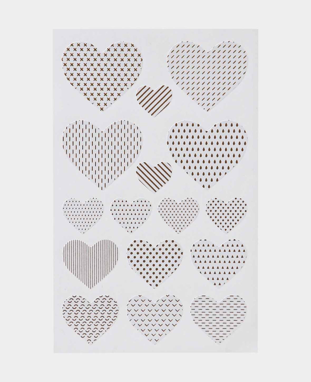 Sticker Herz, Weiss &amp; Goldprint 15 x 16 mm, 16 x 19 mm, 32 x 37 mm, 4 Blatt, 64 Stk.
