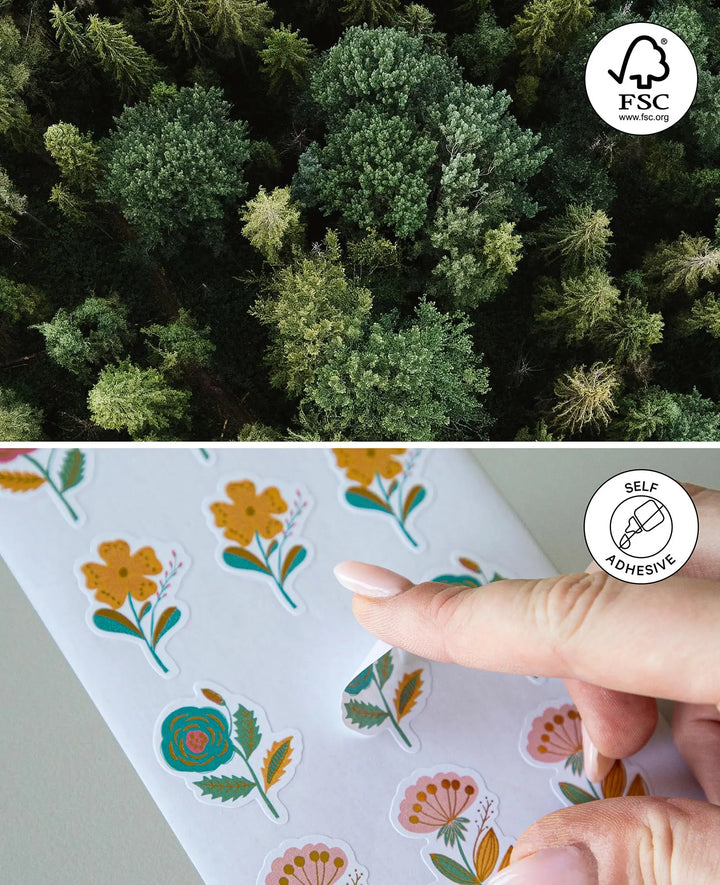 Autocollants Fleurs, colorés avec de l&