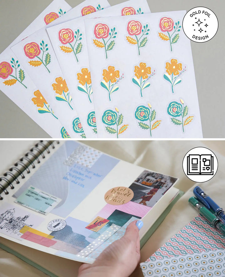Autocollants Fleurs, colorés avec de l&