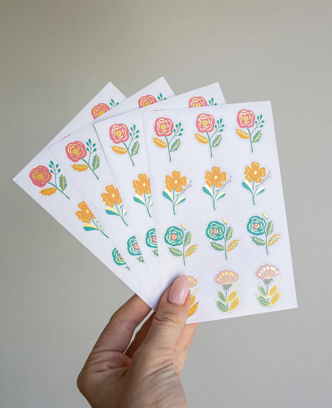 Autocollants Fleurs, colorés avec de l&