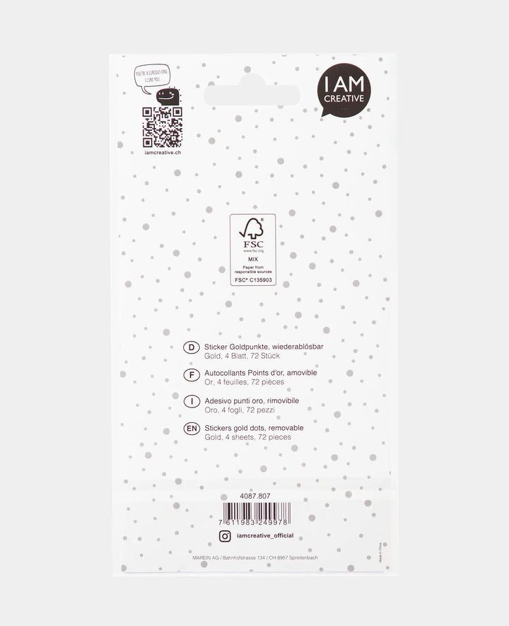 Autocollant points dorés, or, 9,5 x 15 cm, 4 feuilles