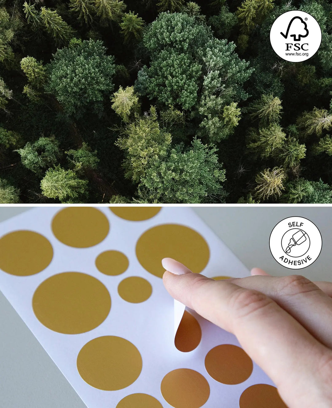 Autocollant points dorés, or, 9,5 x 15 cm, 4 feuilles