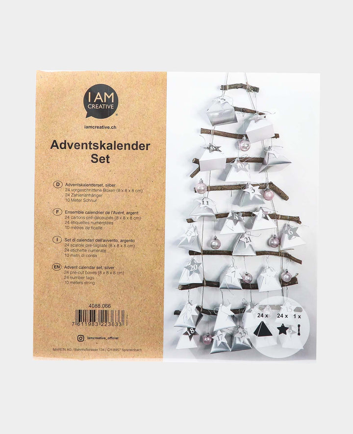Adventskalender-Boxen Silber/Weiss, 8×8×8 cm, 49-tlg.