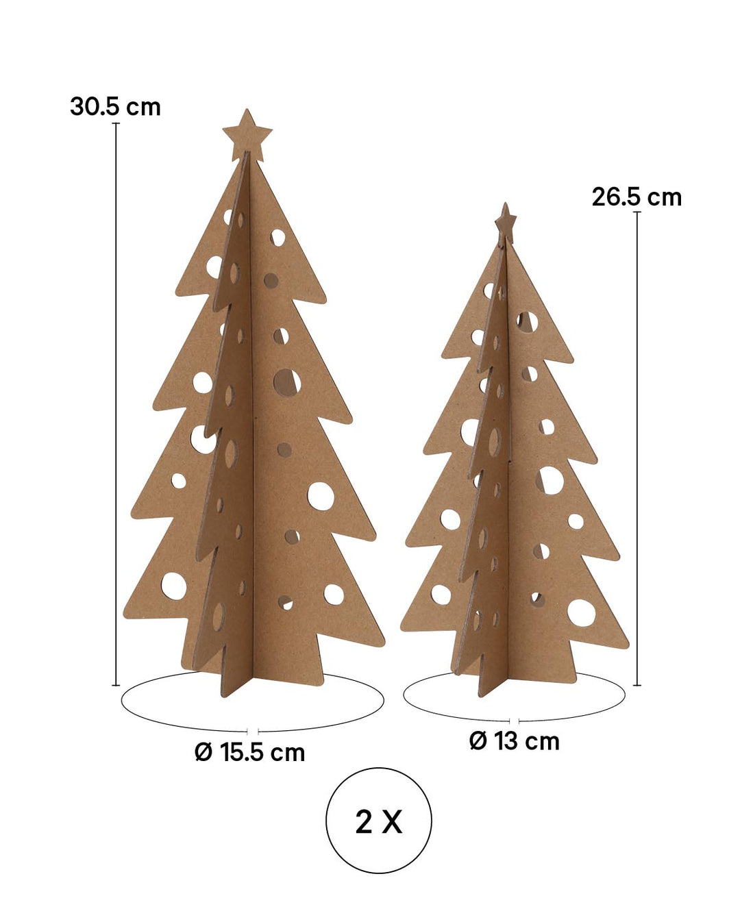 DIY Christmas Tree Set, Brown, 4-piece.