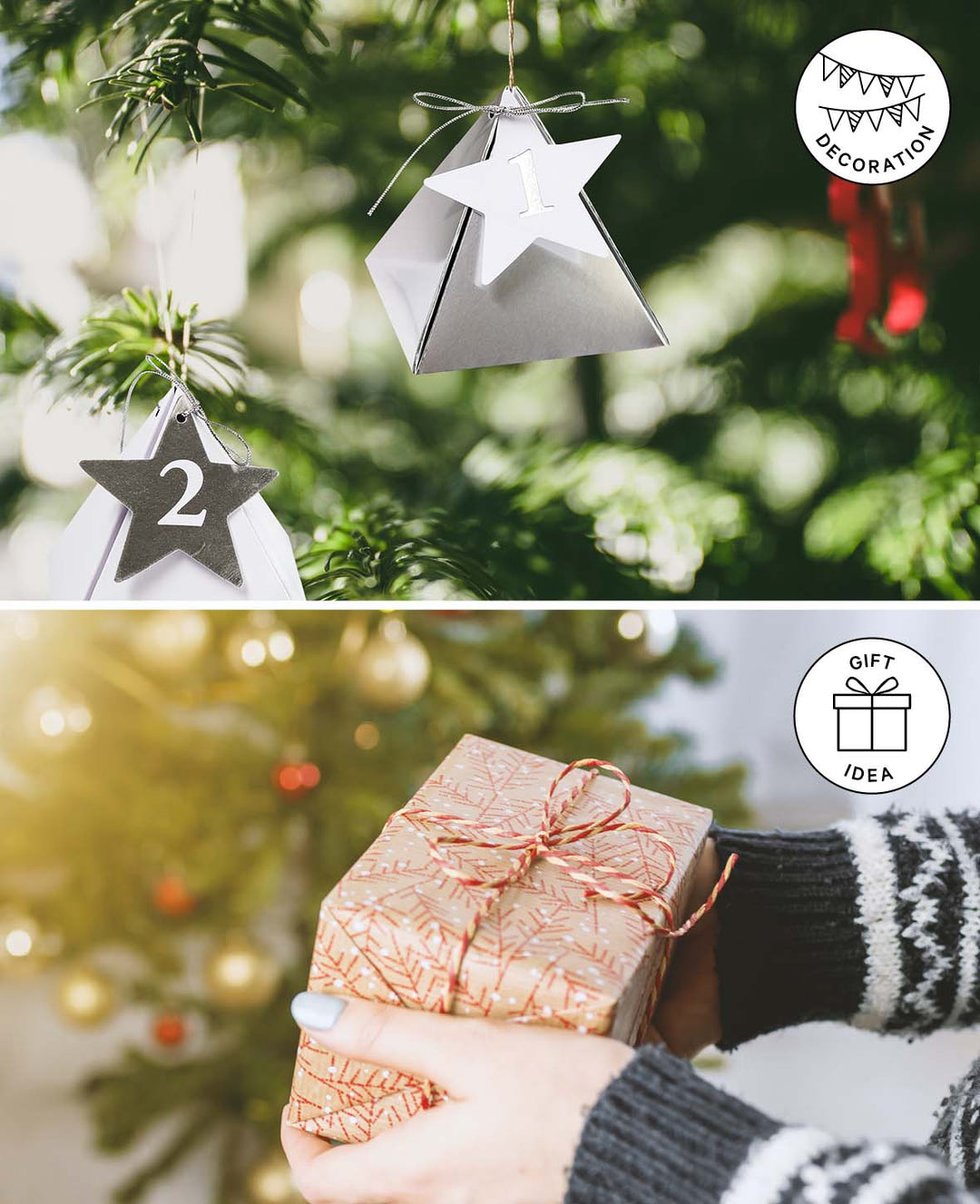 Adventskalender-Boxen Silber/Weiss, 8×8×8 cm, 49-tlg.