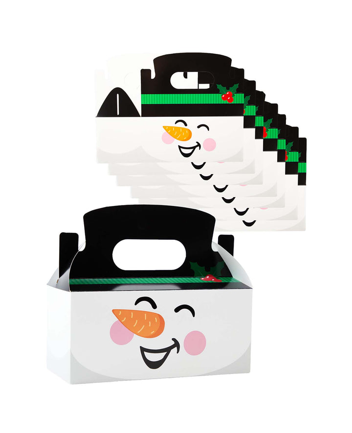 Weihnachtsgeschenkbox mit Henkel, Schneemann, Weiss, Karton