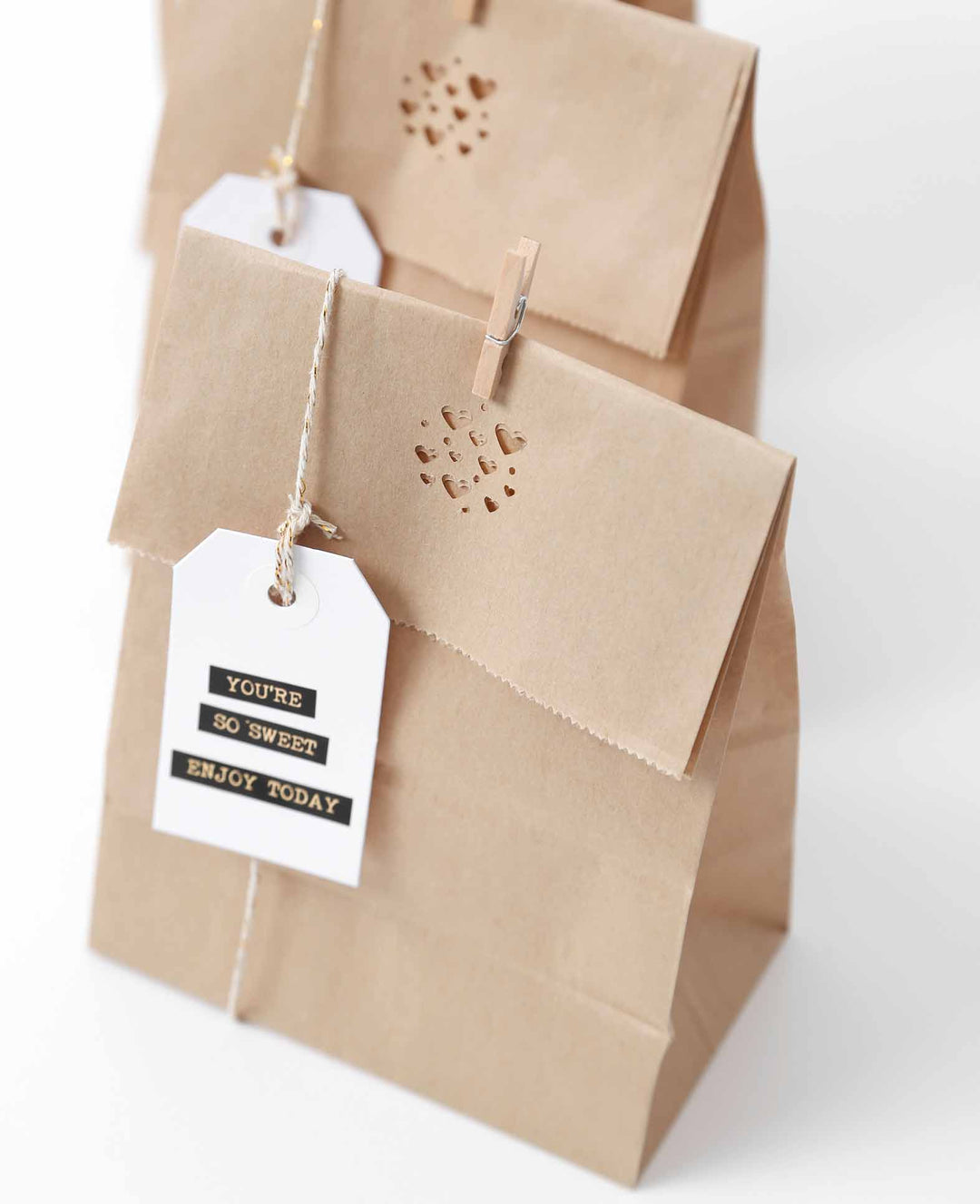 Sacs en papier, 13 x 24 x 8 cm, marron, 6 pièces