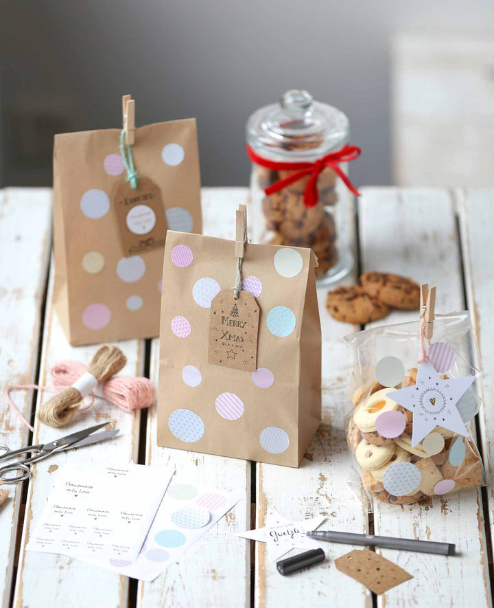 Paper bags, 18.5 x 26 x 11.5 cm, paper bags with window, brown, 4 pcs.