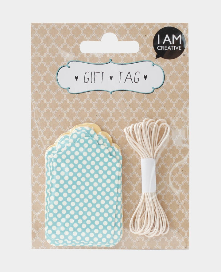Geschenkanhänger, Blau &amp; Gelb mit Punkten, 12 Stk.