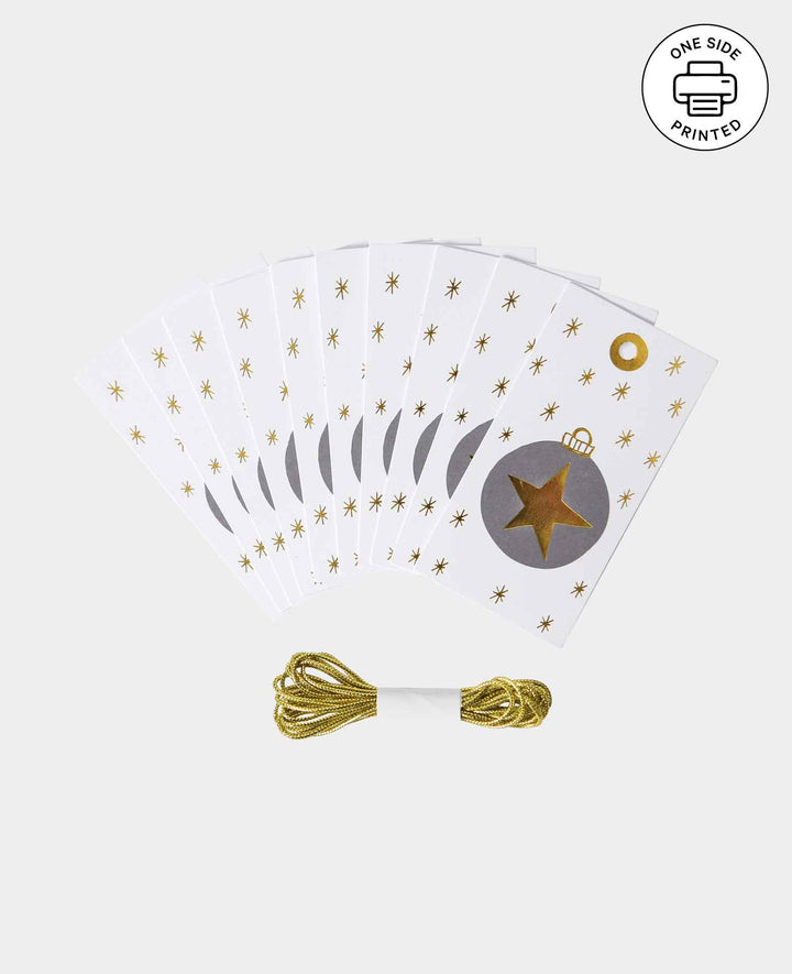 Gift Tags X-mas Set I, Gold Embossing, White, 4 x 7.5 cm, 10 pcs.