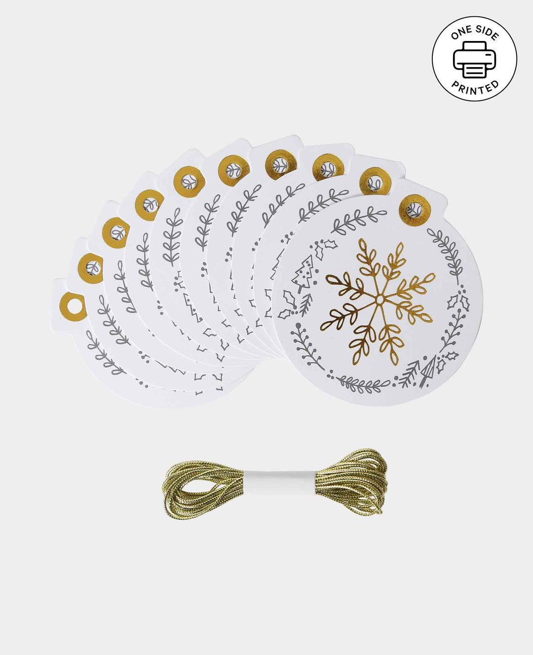 Geschenkanhänger X-mas Set II, Goldprägung, Weiss, 4 x 7.5 cm, 10 Stk.