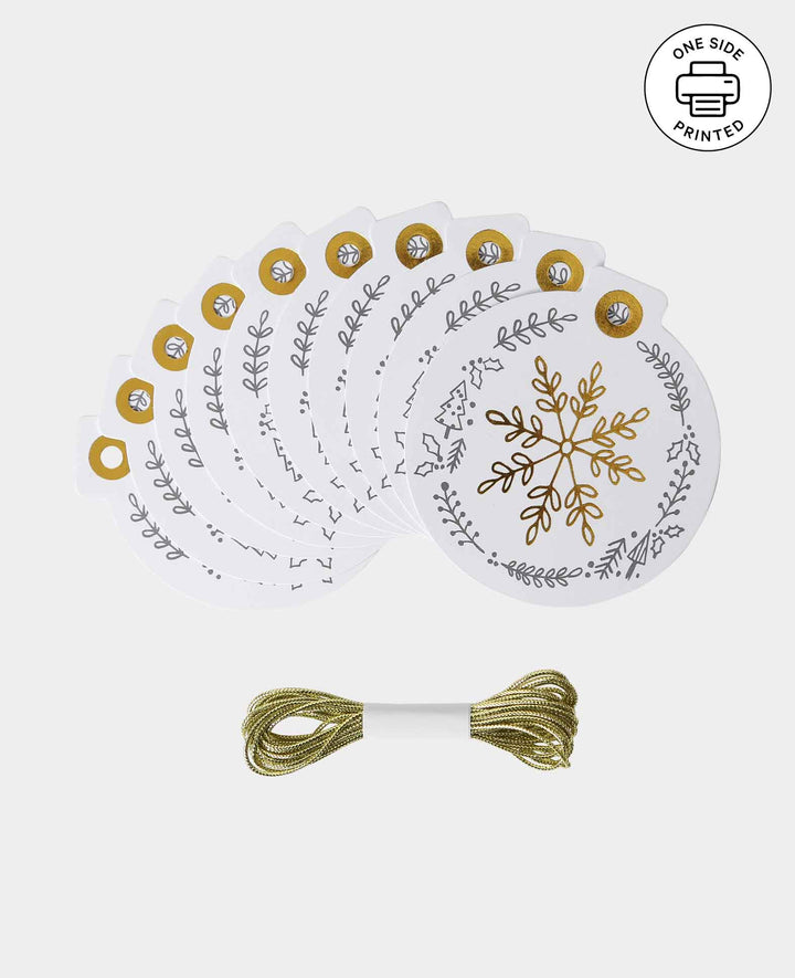 Geschenkanhänger X-mas Set II, Goldprägung, Weiss, 4 x 7.5 cm, 10 Stk.