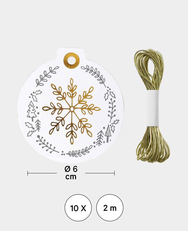 Geschenkanhänger X-mas Set II, Goldprägung, Weiss, 4 x 7.5 cm, 10 Stk.