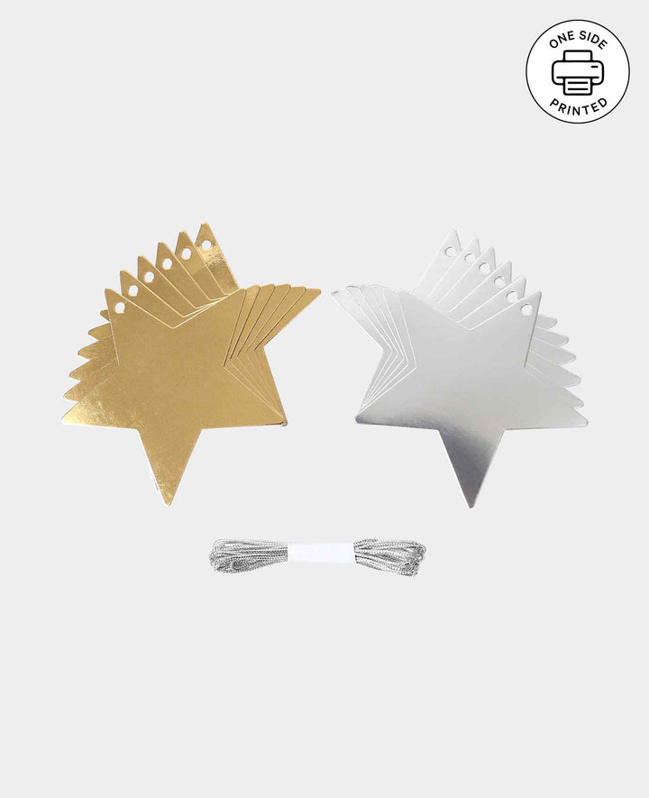 Geschenkanhänger X-mas Set III, Sterne in Gold und Silber, ø 7 cm, 12 Stk.