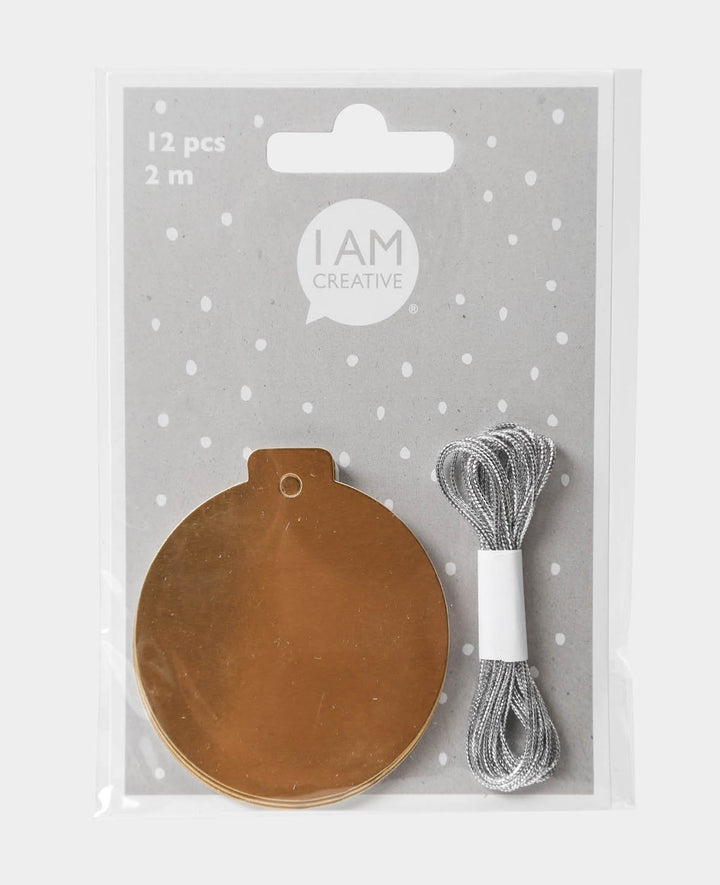 Geschenkanhänger X-mas Set IV, Weihnachtskugeln in Gold und Silber, ø 6 cm, 12 Stk.