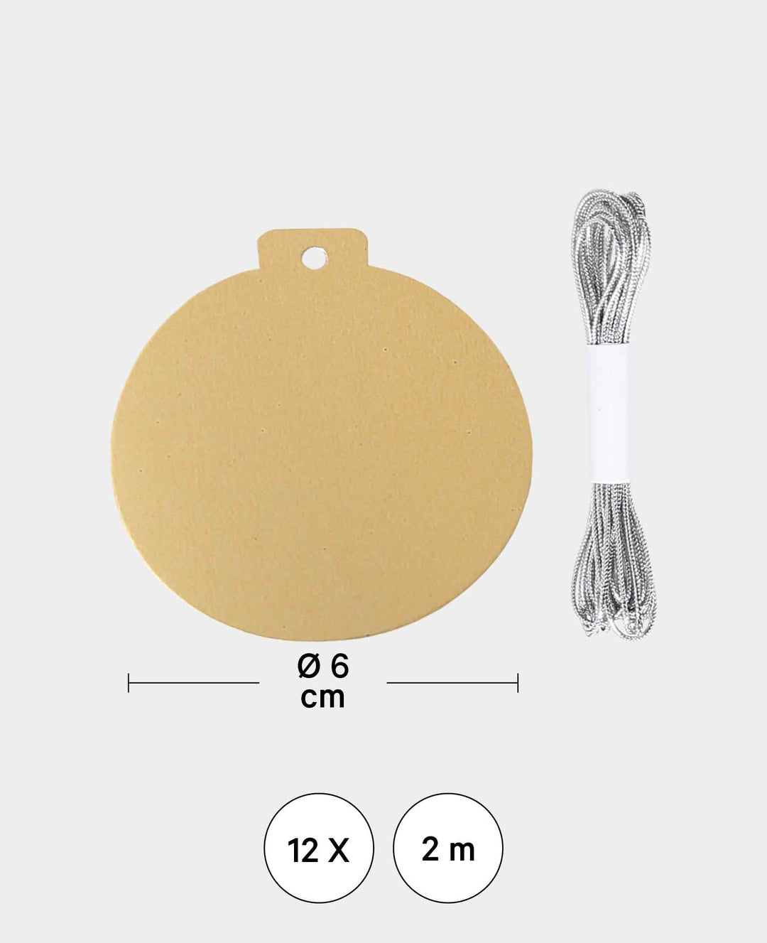 Geschenkanhänger X-mas Set IV, Weihnachtskugeln in Gold und Silber, ø 6 cm, 12 Stk.
