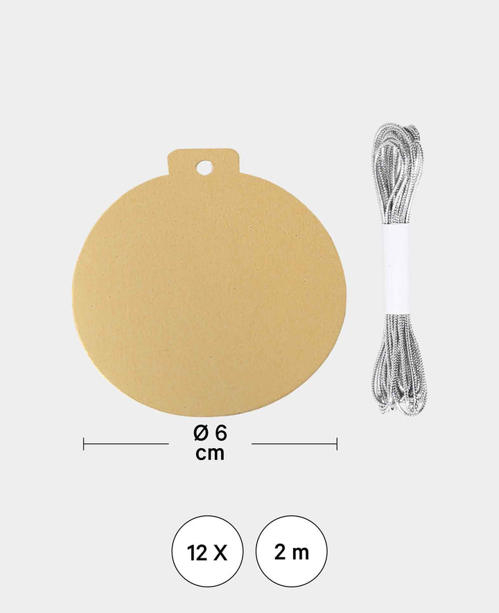 Geschenkanhänger X-mas Set IV, Weihnachtskugeln in Gold und Silber, ø 6 cm, 12 Stk.