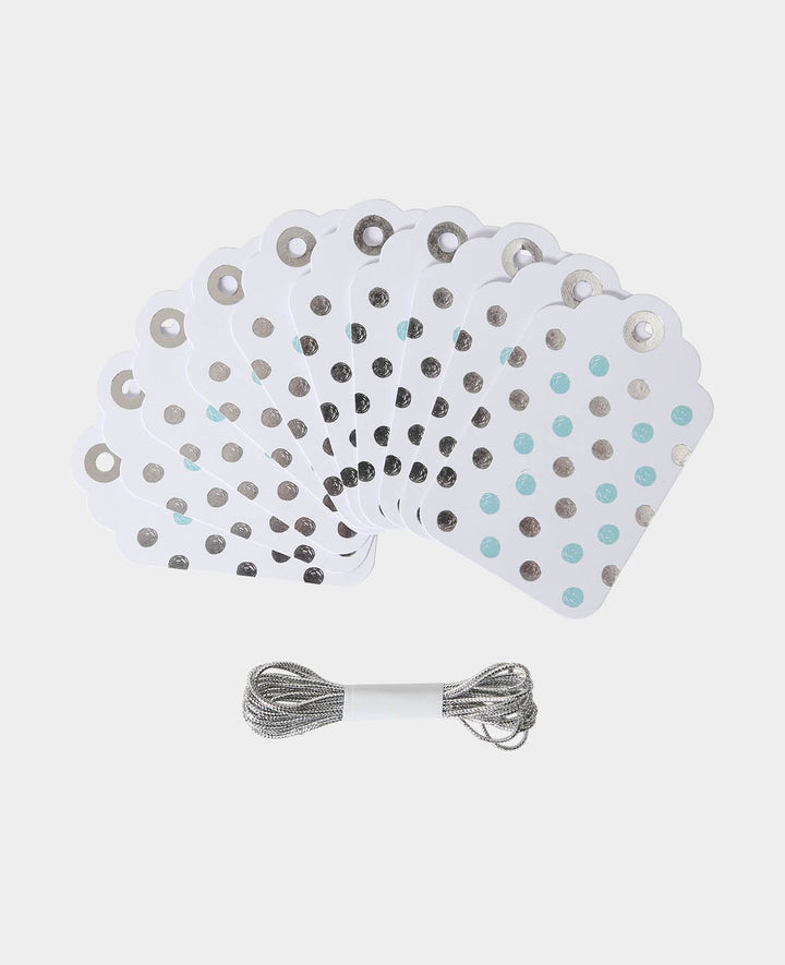 Geschenkanhänger X-mas Set V, silber- und mintfarbenen Punkte, 4.5 x 7 cm,10 Stk.