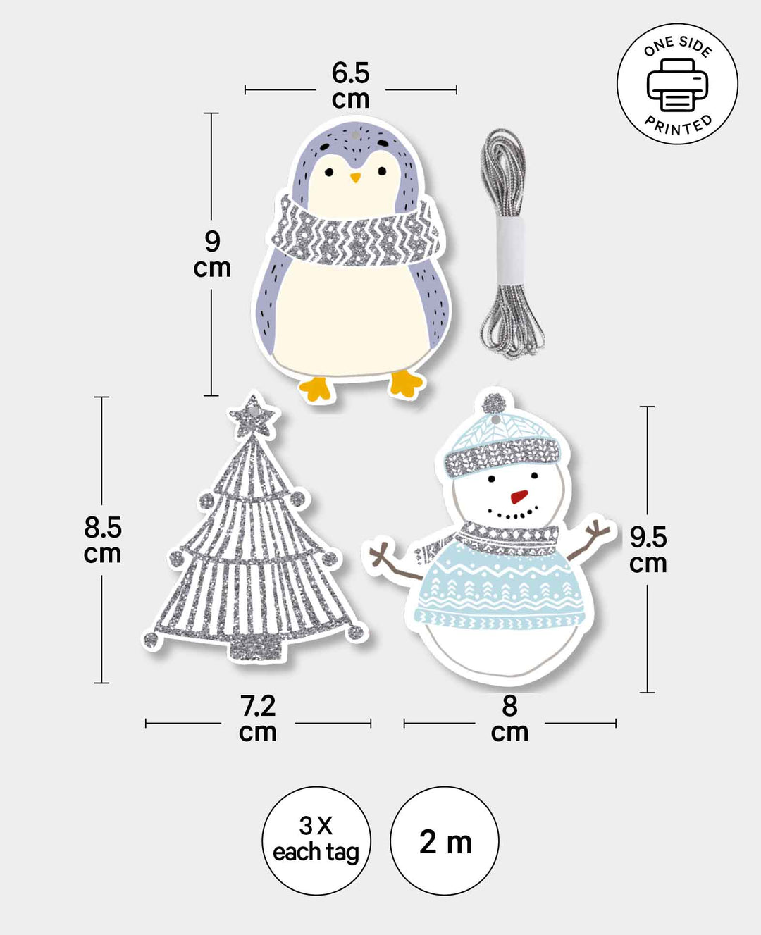 Gift Tag Kit, Schneemann, Tanne &amp; Pinguin, 9 Stk.