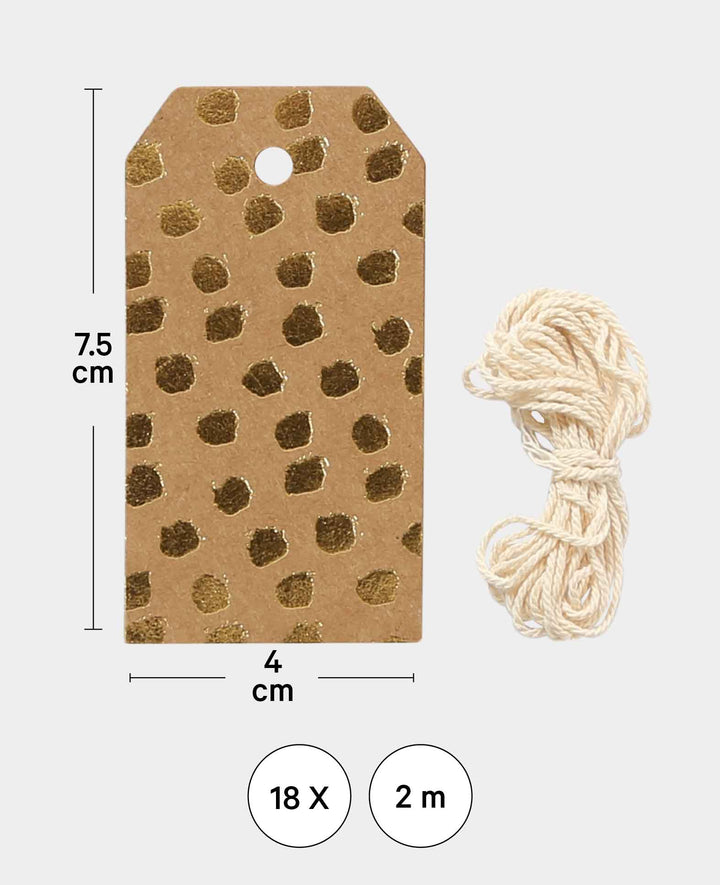 Tags, natur/gold, 18 Stk.