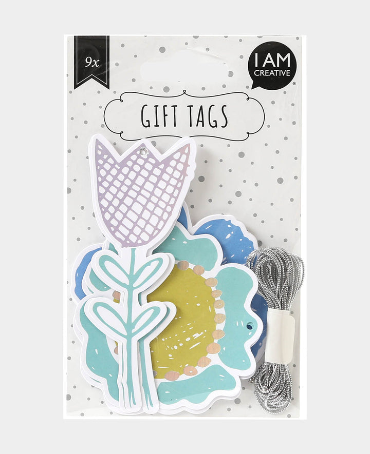 Gift Tag, Blumen, 9S &amp; 2m Schnur