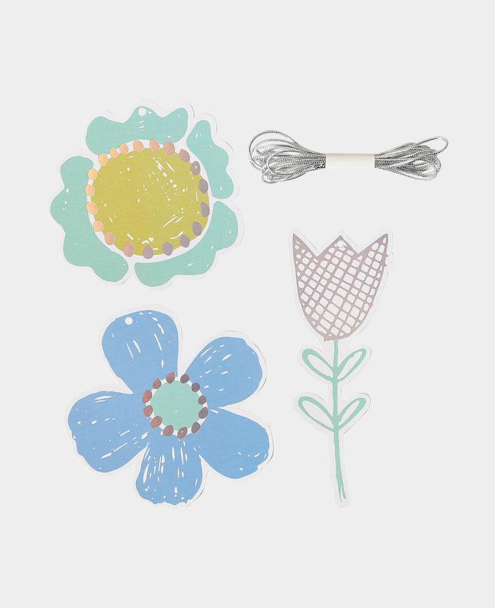 Gift Tag, Blumen, 9S &amp; 2m Schnur