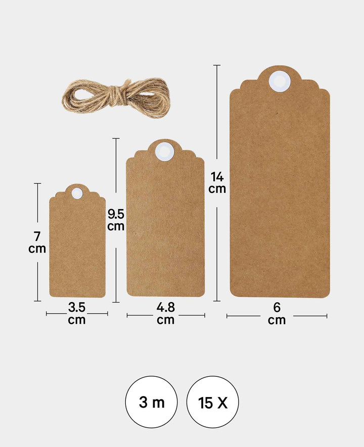 Geschenkanhänger natur, 15 Stk.