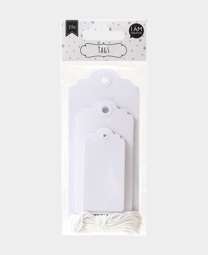 Gift tags white, 15 pcs.