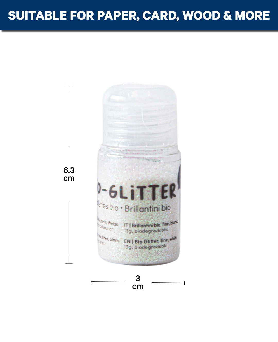 Bio-Glitter, Glitzer Weiss, biologisch abbaubar, 13 g