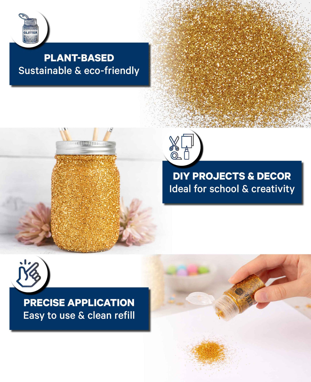 Paillettes écologiques, paillettes dorées, biodégradables, 15 g