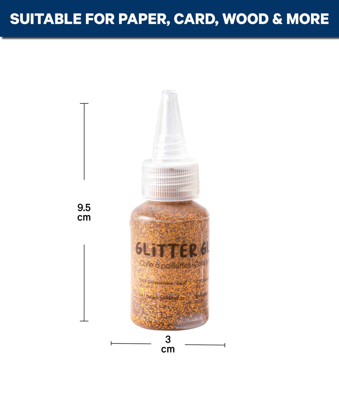 Glitter Glue, Gold, 30 ml