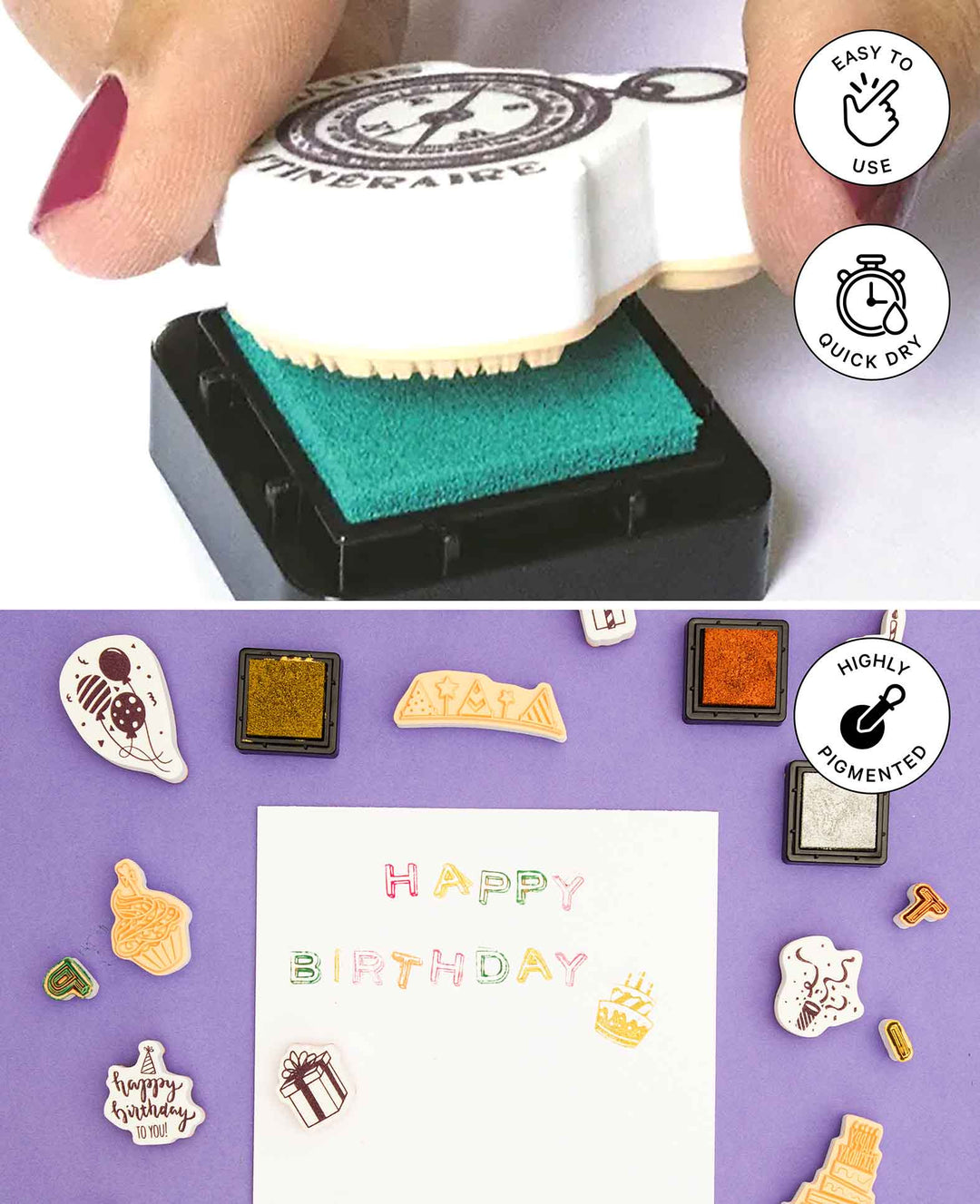 Ink Pad Set, Primary Colors, 3 x 3 cm, 10 pcs.