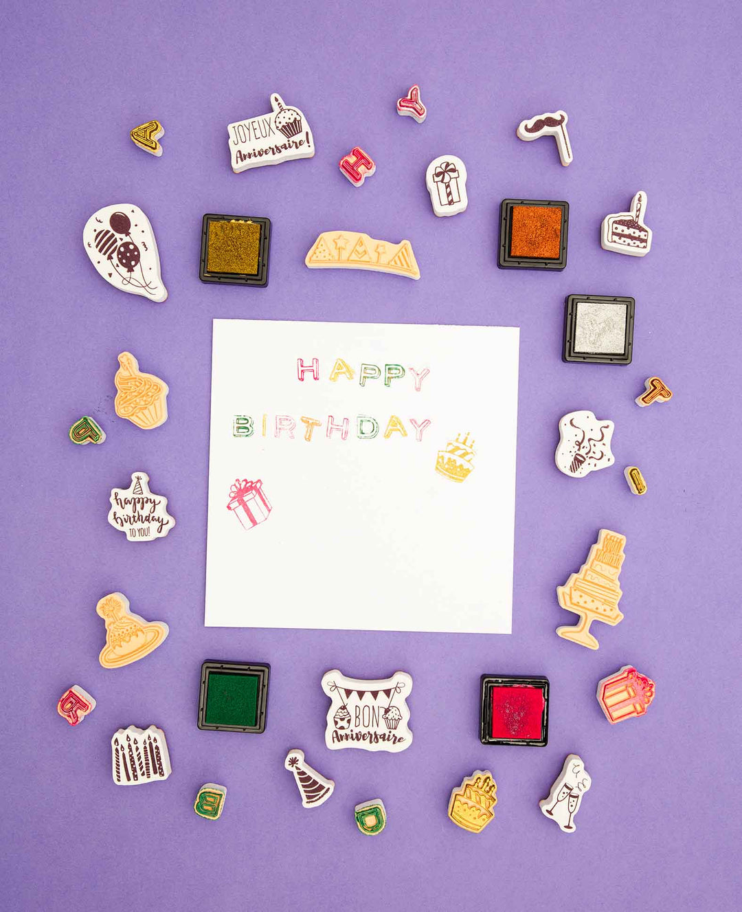 Ink Pad Set, Primary Colors, 3 x 3 cm, 10 pcs.
