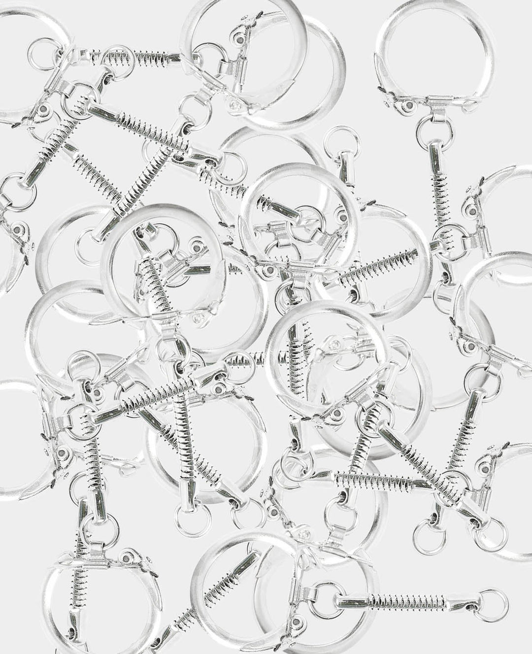 Keyrings with chain, ø 2.5 x 5.5 cm, Silver, 25 pcs
