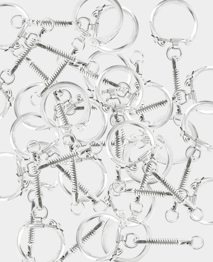 Keyrings with chain, ø 2.5 x 5.5 cm, Silver, 25 pcs