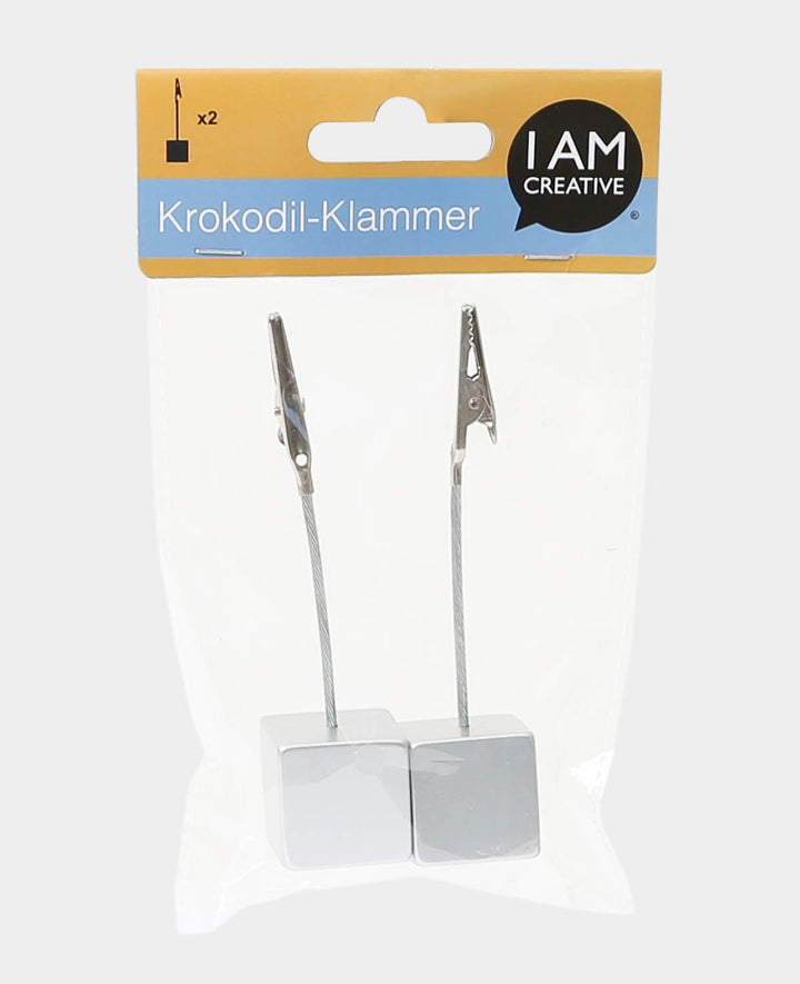 Alligator Clip with Base, Alligator Clips for Card and Photo Holders with Silver Stand, 25 x 25 x 12 mm, 2 pcs.